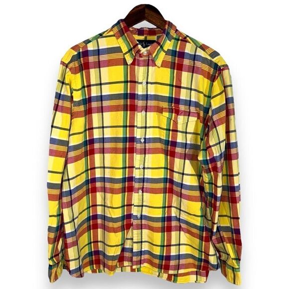 Yellow Polo Ralph Lauren Flannel Button Down Shirt Size XL - Picture 1 of 7